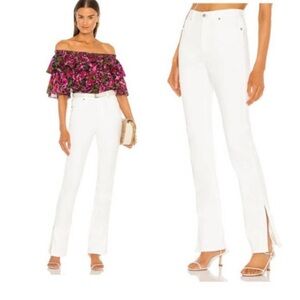 Something Navy Nina Women's Straight Leg White Jeans with slit size 4